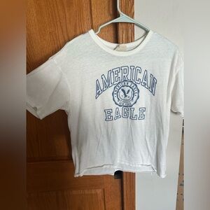 American Eagle Outfitters White Tee with Blue Logo